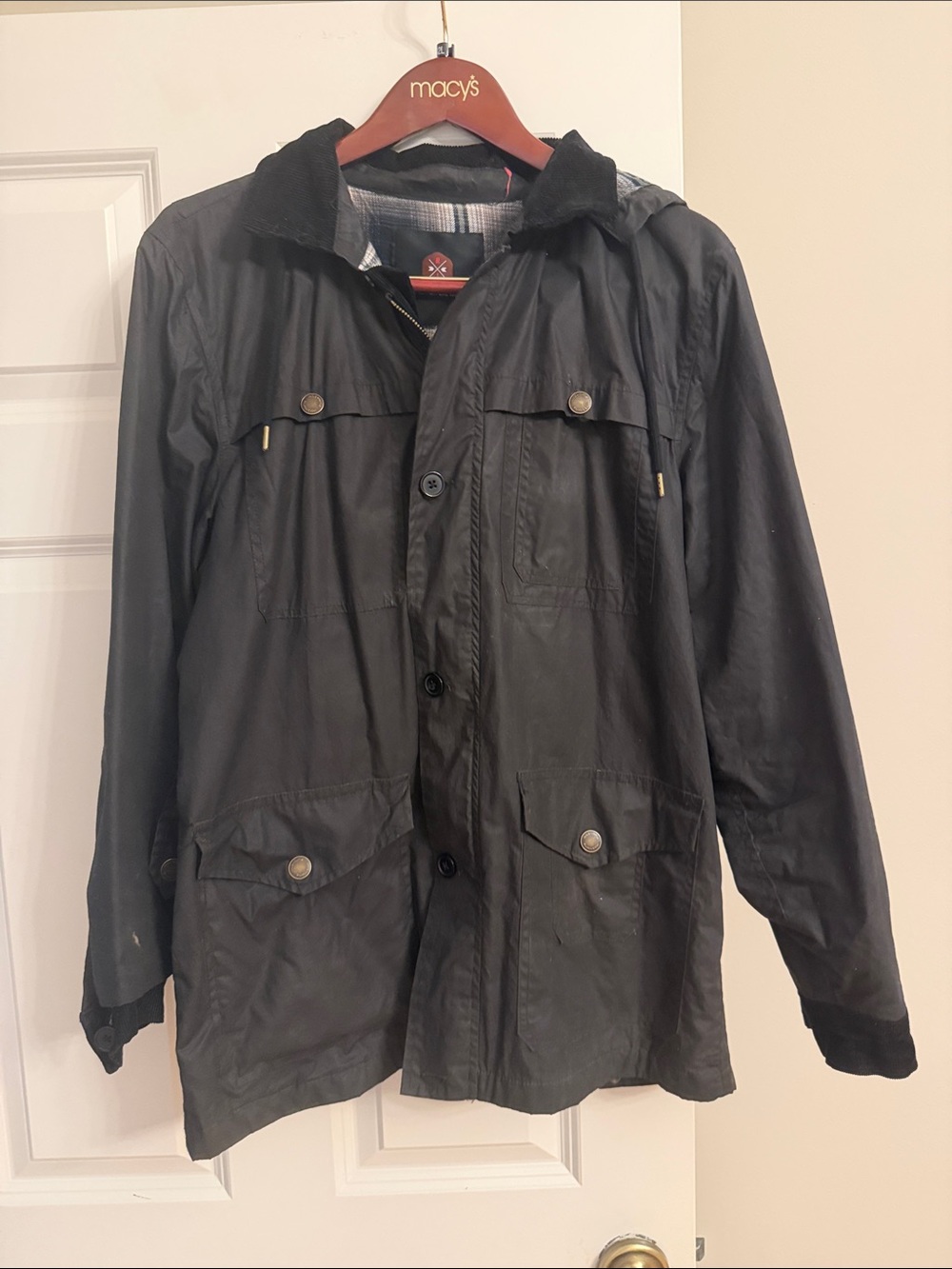 Men's Black Field Jacket with Hood